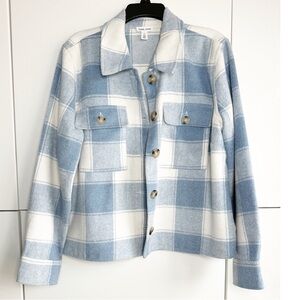 Tribal Jeans Flannel Jacket Shacket Size Large Blue White Warm Cowboy Cowgirl
